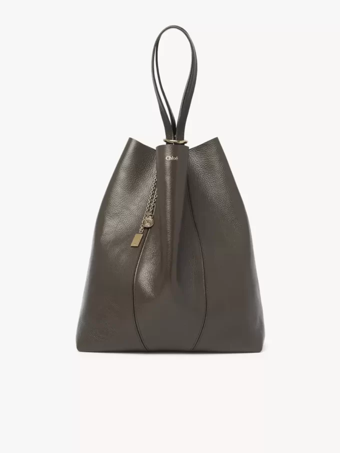 Große Chloé Spin Tote Bag aus genarbtem Leder Große Chloé Spin Tote Bag aus genarbtem Leder