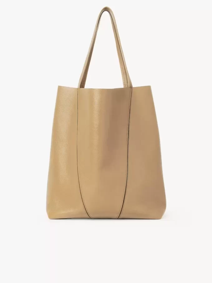 Große Chloé Spin Tote Bag aus genarbtem Leder Große Chloé Spin Tote Bag aus genarbtem Leder
