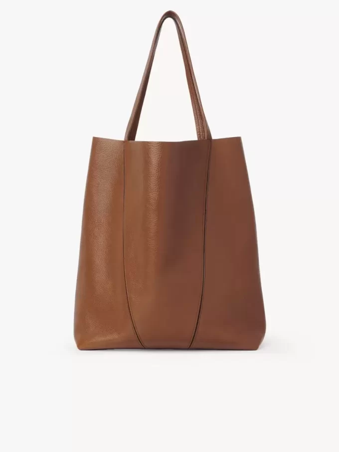 Große Chloé Spin Tote Bag aus genarbtem Leder Große Chloé Spin Tote Bag aus genarbtem Leder
