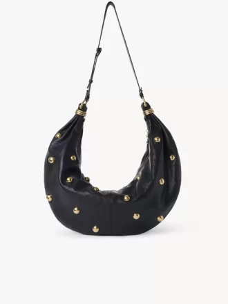 Große Hobo-Tasche „Armband“ aus genarbtem Leder mit Nieten