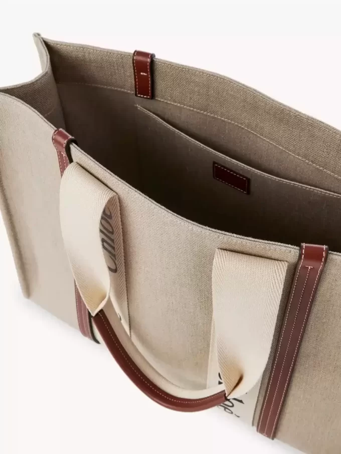 Große Tragetasche Woody aus Leinen Große Tragetasche Woody aus Leinen