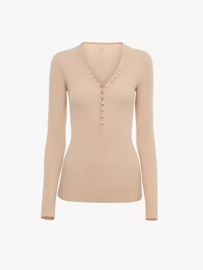 Henley-Shirt aus Merinowollstrick