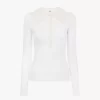 Henley-Shirt mit Kragen aus superfeinem Wollstrick und Spitze Henley-Shirt mit Kragen aus superfeinem Wollstrick und Spitze