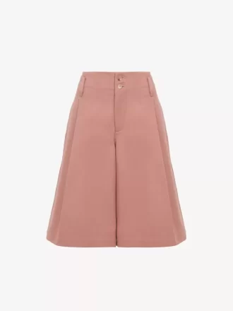 High-Rise-Bermudashorts mit weitem Bein aus Baumwolle
