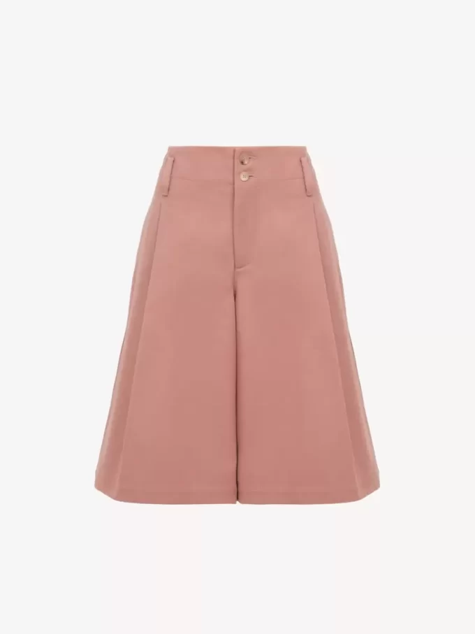 High-Rise-Bermudashorts mit weitem Bein aus Baumwolle High-Rise-Bermudashorts mit weitem Bein aus Baumwolle