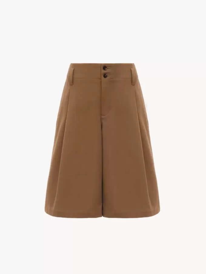 High-Rise-Bermudashorts mit weitem Bein aus Baumwolle High-Rise-Bermudashorts mit weitem Bein aus Baumwolle