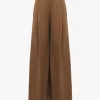High-Rise-Hose mit weitem Bein aus Baumwoll-Canvas High-Rise-Hose mit weitem Bein aus Baumwoll-Canvas