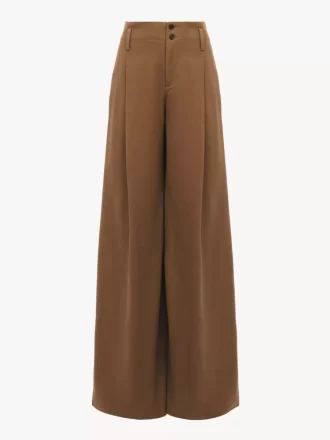 High-Rise-Hose mit weitem Bein aus Baumwoll-Canvas
