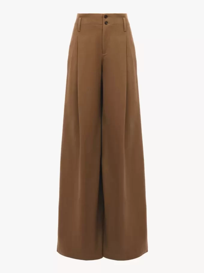 High-Rise-Hose mit weitem Bein aus Baumwoll-Canvas High-Rise-Hose mit weitem Bein aus Baumwoll-Canvas