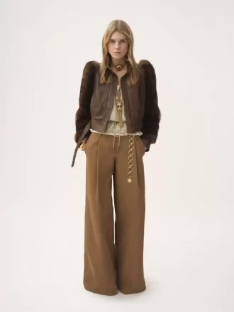 High-Rise-Hose mit weitem Bein aus Baumwoll-Canvas