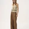 High-Rise-Hose mit weitem Bein aus Baumwoll-Canvas High-Rise-Hose mit weitem Bein aus Baumwoll-Canvas