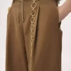 High-Rise-Hose mit weitem Bein aus Baumwoll-Canvas High-Rise-Hose mit weitem Bein aus Baumwoll-Canvas