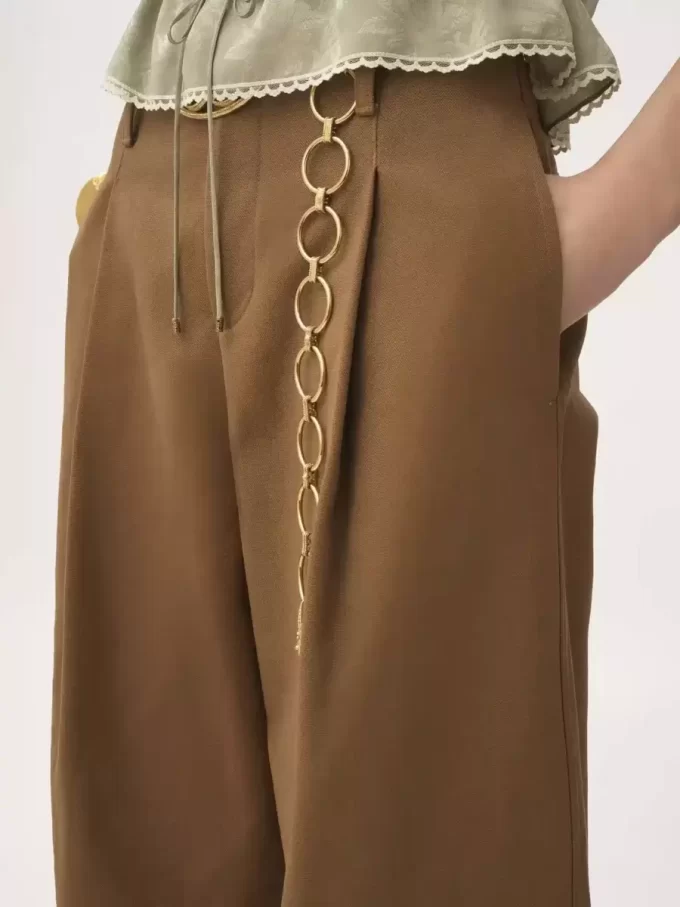 High-Rise-Hose mit weitem Bein aus Baumwoll-Canvas High-Rise-Hose mit weitem Bein aus Baumwoll-Canvas