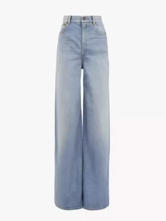 High-Rise-Jeans mit weitem Bein aus Denim