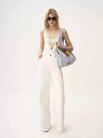 High-Rise-Jeans mit weitem Bein aus Denim