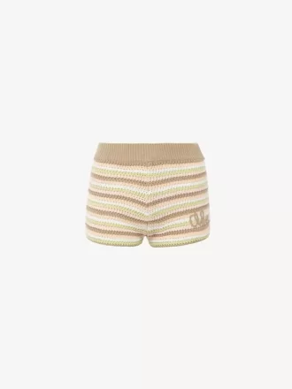 High-Rise-Logo-Minishorts aus Baumwoll-Häkelstrick