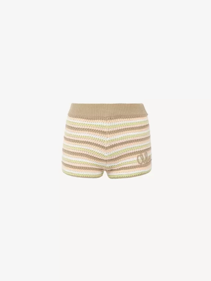 High-Rise-Logo-Minishorts aus Baumwoll-Häkelstrick High-Rise-Logo-Minishorts aus Baumwoll-Häkelstrick