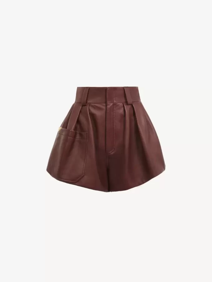 High-Rise-Shorts aus Leder