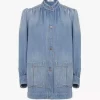 Hochgeschlossene, geraffte Jacke aus Denim