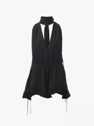 Jumpsuit mit V-Ausschnitt aus Seidengeorgette