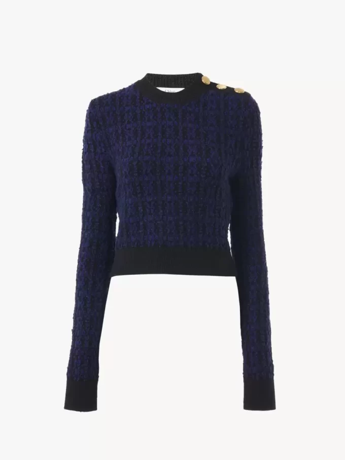Kastenförmiger Rollkragenpullover aus Woll- und Seidenstrick
