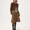Kastig geschnittene Jacke ohne Kragen aus Gobelin-Jacquard Kastig geschnittene Jacke ohne Kragen aus Gobelin-Jacquard