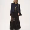 Kastige, kragenlose Jacke aus Wolle mit Karomuster Kastige, kragenlose Jacke aus Wolle mit Karomuster