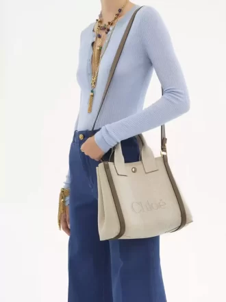 Kleine Chloé Carry-Einkaufstasche aus Canvas