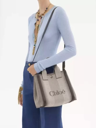 Kleine Chloé Carry-Einkaufstasche aus Canvas