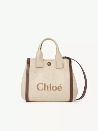 Kleine Chloé Carry-Einkaufstasche aus Fasern mit Basteffekt