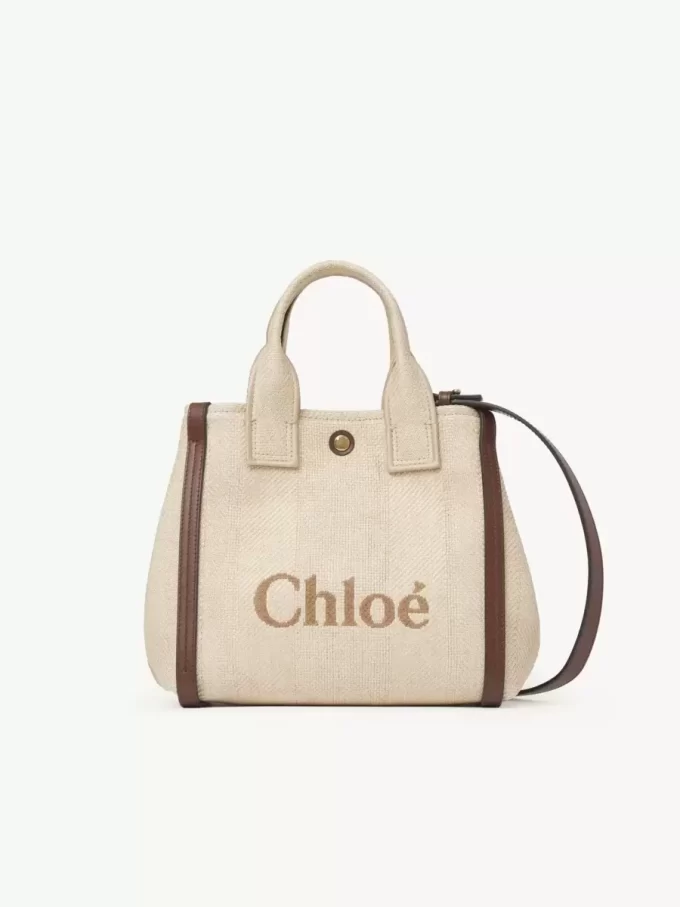 Kleine Chloé Carry-Einkaufstasche aus Fasern mit Basteffekt Kleine Chloé Carry-Einkaufstasche aus Fasern mit Basteffekt