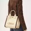 Kleine Chloé Carry-Einkaufstasche aus Fasern mit Basteffekt Kleine Chloé Carry-Einkaufstasche aus Fasern mit Basteffekt