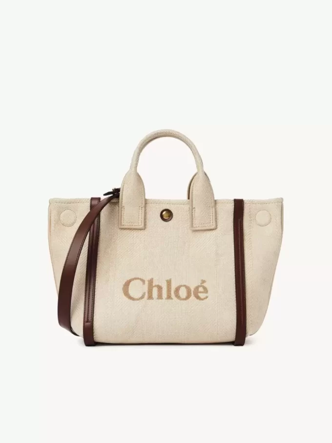 Kleine Chloé Carry-Einkaufstasche aus Fasern mit Basteffekt Kleine Chloé Carry-Einkaufstasche aus Fasern mit Basteffekt