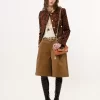 Kastig geschnittene Jacke ohne Kragen aus Gobelin-Jacquard Kastig geschnittene Jacke ohne Kragen aus Gobelin-Jacquard