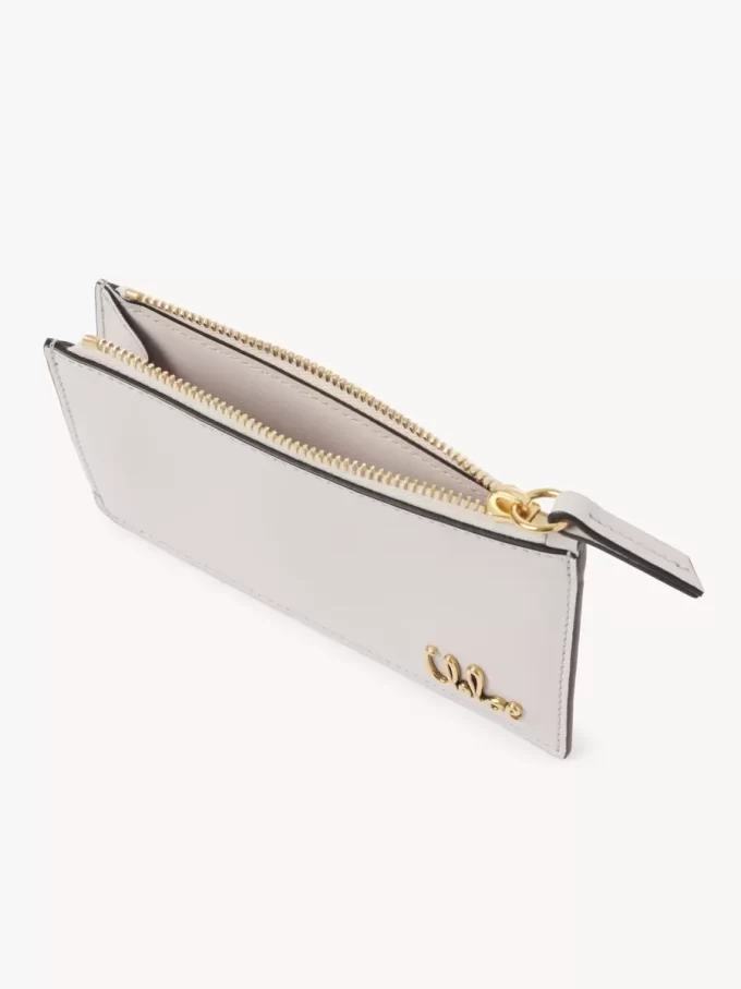 Kleine Chloé Iconic Geldbörse mit Kartenfächern aus genarbtem Leder
