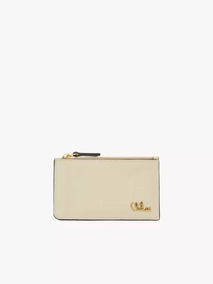 Kleine Chloé Iconic Geldbörse mit Kartenfächern aus Leder mit Kroko-Effekt