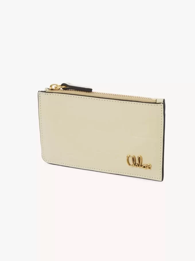 Kleine Chloé Iconic Geldbörse mit Kartenfächern aus Leder mit Kroko-Effekt