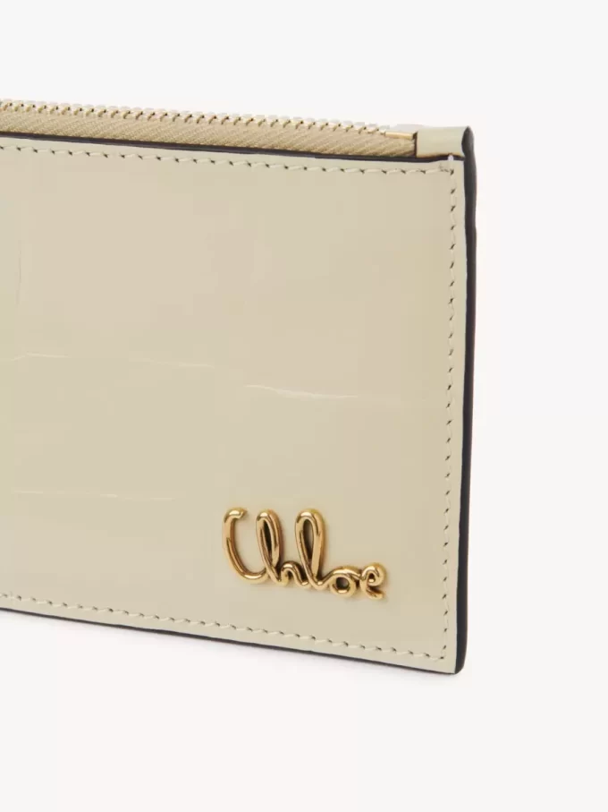 Kleine Chloé Iconic Geldbörse mit Kartenfächern aus Leder mit Kroko-Effekt