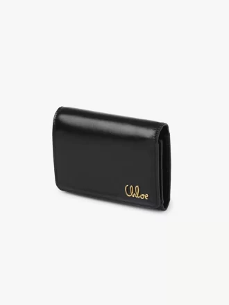 Kleine Chloé Iconic Trifold mit Münzfach aus glänzendem Leder