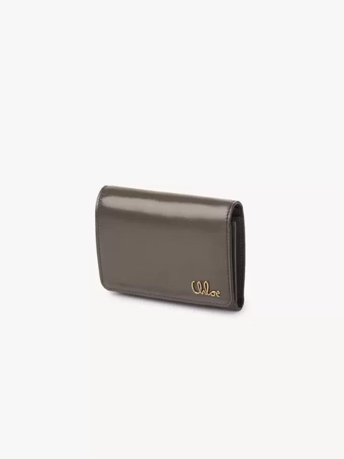 Kleine Chloé Iconic Trifold mit Münzfach aus glänzendem Leder