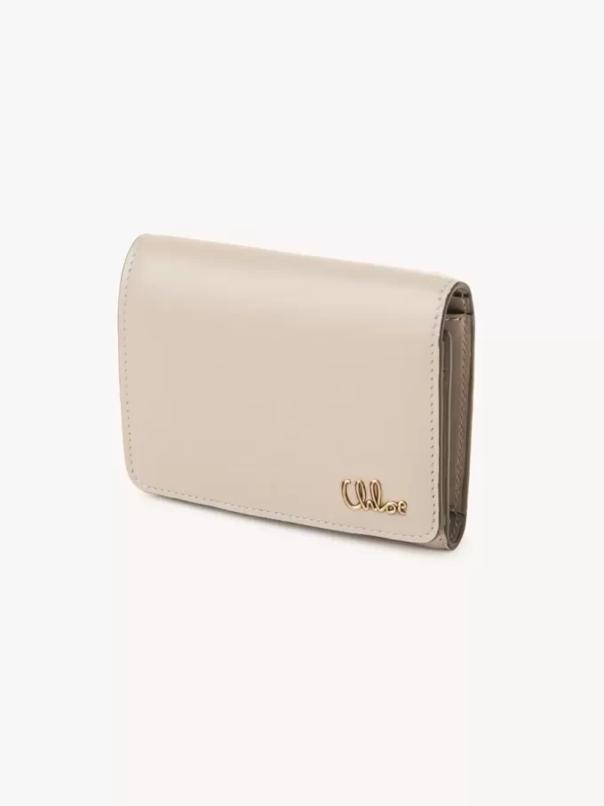 Kleine Chloé Iconic Trifold mit Münzfach aus glänzendem Leder
