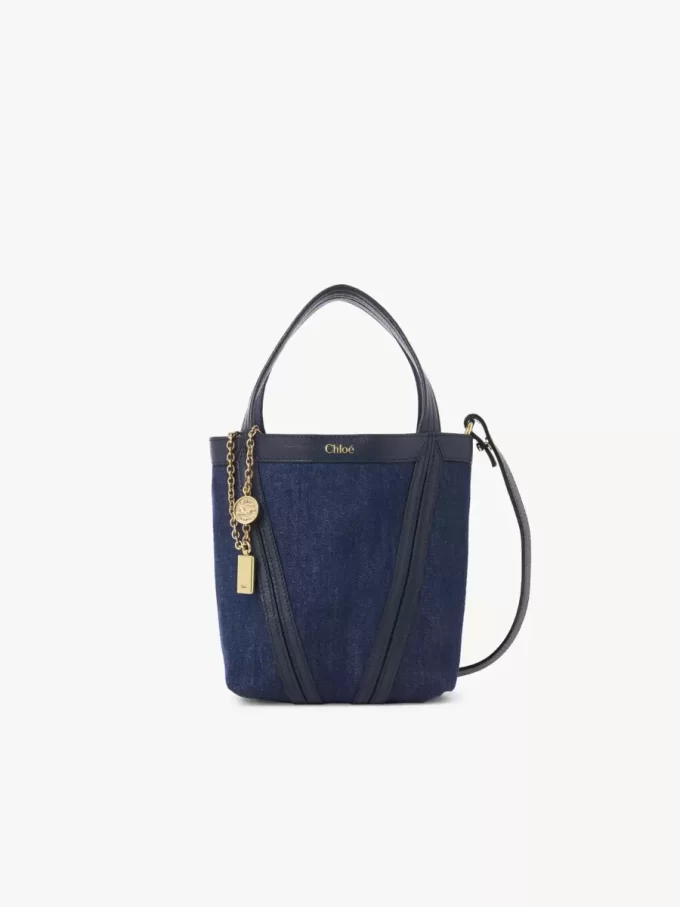 Kleine Chloé Spin-Einkaufstasche aus Denim Kleine Chloé Spin-Einkaufstasche aus Denim