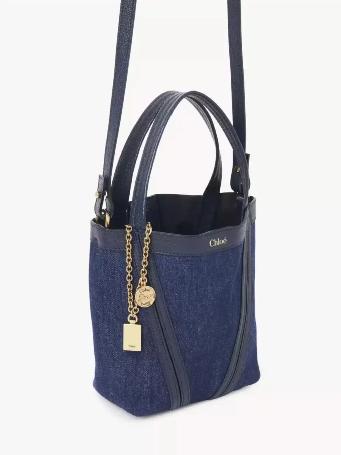 Kleine Chloé Spin-Einkaufstasche aus Denim Kleine Chloé Spin-Einkaufstasche aus Denim