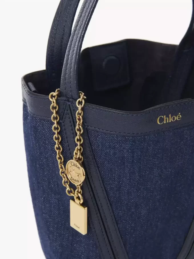 Kleine Chloé Spin-Einkaufstasche aus Denim Kleine Chloé Spin-Einkaufstasche aus Denim
