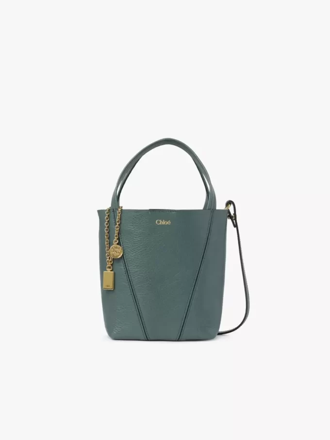 Kleine Chloé Spin Tote Bag aus genarbtem Leder