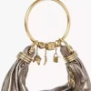 Kleine Hobo-Tasche mit Armband aus metallisiertem Leder Kleine Hobo-Tasche mit Armband aus metallisiertem Leder