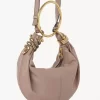 Kleine Hobo-Tasche mit Schlangenarmband aus genarbtem Leder