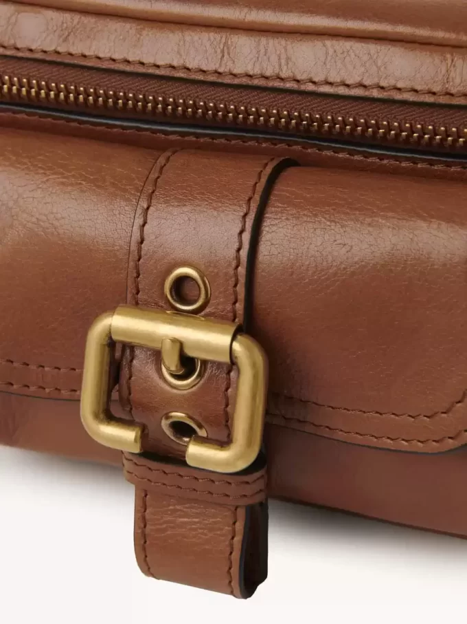 Kleine Kameratasche aus glänzendem Leder