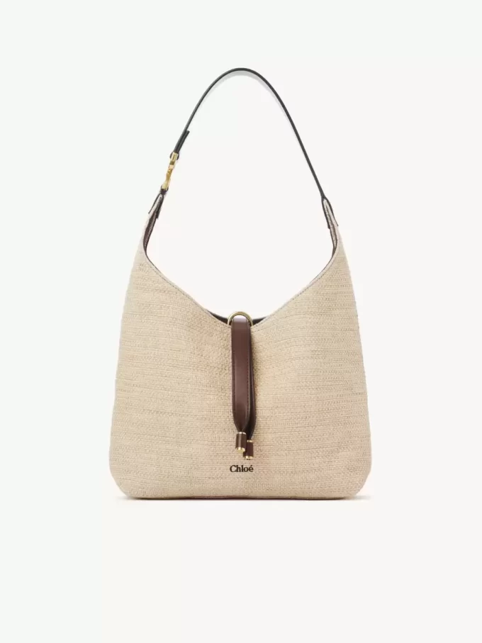 Kleine Marcie Hobo-Tasche aus Fasern mit Bast-Effekt