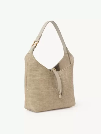 Kleine Marcie Hobo-Tasche aus Fasern mit Bast-Effekt